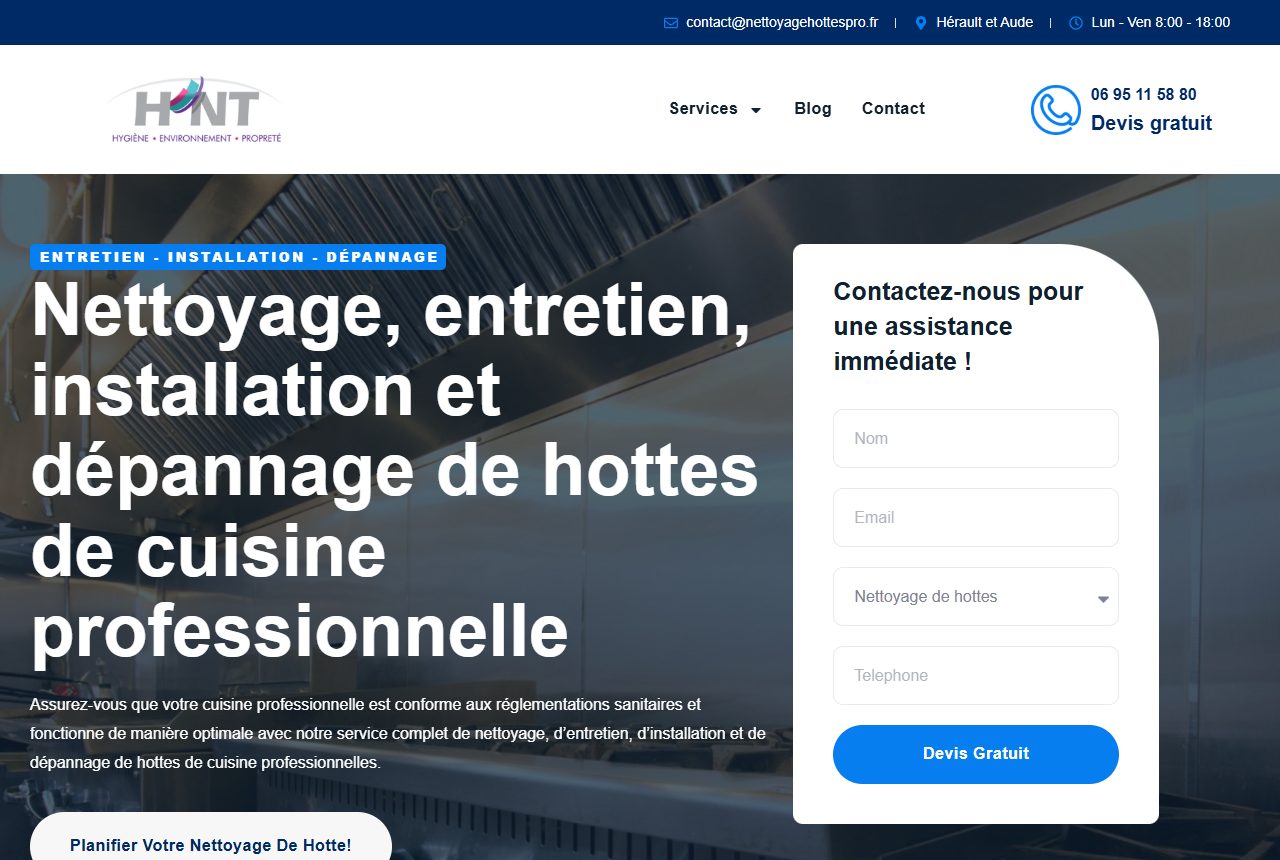 Site de Nettoyage Hottes Pro