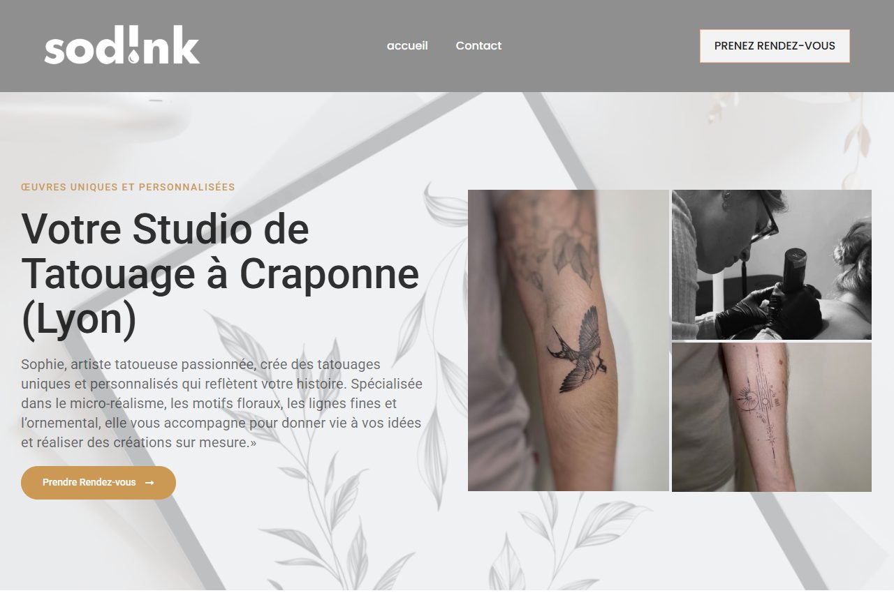 Site de Sodink, studio de tatouage