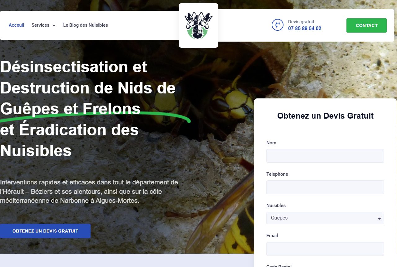 Site de Guêpes Frelons et Nuisibles